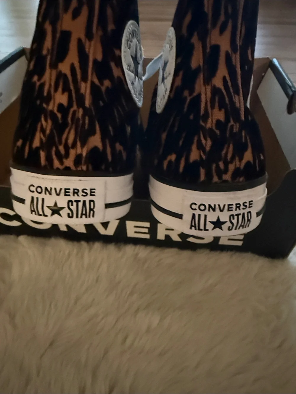 Converse HighTop Sneakers in Leopard Print Soft Velvet Texture - Unisex - NWT - Picture 8 of 11